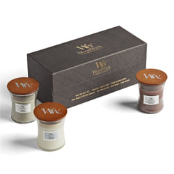 WoodWick Mini Jar Woody Giftset wax candle Cylinder Wood Brown, White 3 pc(s)
