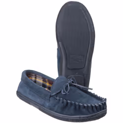 Cotswold Alberta Slip On Moccasin Slipper Navy