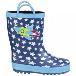 Sprinkle Junior | Dark Blue & White | Kids Space Ship & Stars Wellies