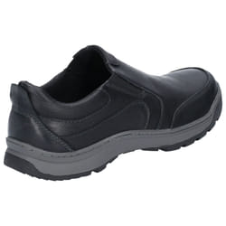 ) Hush Puppies Jasper Leather Men's Black Loafers - Black, 6 (Adults'
