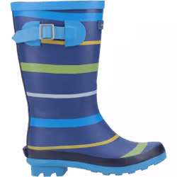 , Blue/Green/Yellow) Stripe Blue/Green/Yellow Kids Stripy Wellies - 10 (Children's