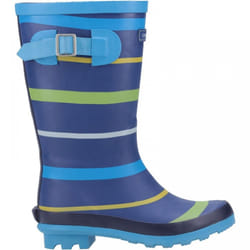 , Blue/Green/Yellow) Stripe Blue/Green/Yellow Kids Stripy Wellies - 13 (Children's