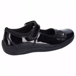 Jessica Junior Patent | Black Patent | Girls Rip-Tape School Shoes