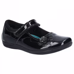 Jessica Junior Patent | Black Patent | Girls Rip-Tape School Shoes