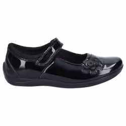Jessica Junior Patent | Black Patent | Girls Rip-Tape School Shoes