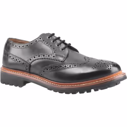 ) Cotswold Quenington Commando Leather Men's Black Lace-Up Shoes - Black, 8 (Adults'