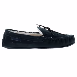 ) Hush Puppies Allie leather Womens Moccasin Memory Foam Faux Fur navy UK Size - Navy, 6 (Adults'