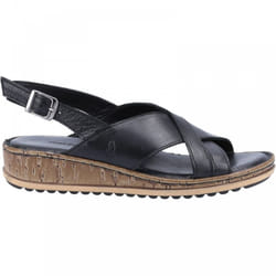 ) Elena | Black | Womens Cross Over Wedge Sandals - 8 (Adults'