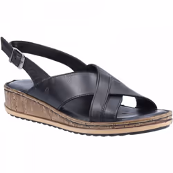 ) Elena | Black | Womens Cross Over Wedge Sandals - 8 (Adults'