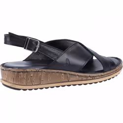 ) Elena | Black | Womens Cross Over Wedge Sandals - 8 (Adults'