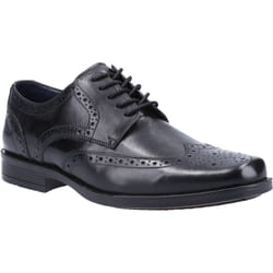 ) Hush Puppies Brace Brogue Leather Men's Black Brogues Shoes - Black, 7 (Adults'