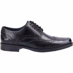 ) Hush Puppies Brace Brogue Leather Men's Black Brogues Shoes - Black, 8 (Adults'