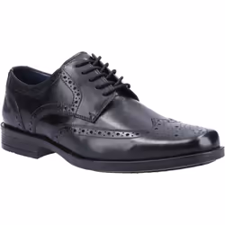 ) Hush Puppies Brace Brogue Leather Men's Black Brogues Shoes - Black, 12 (Adults'