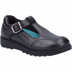 ) Hush Puppies Kerry Senior Leather Girls's Black Shoes - Black, 4 (Adults'