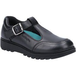 ) Hush Puppies Kerry Senior Leather Girls's Black Shoes - Black, 4 (Adults'