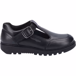 ) Hush Puppies Kerry Senior Leather Girls's Black Shoes - Black, 4 (Adults'