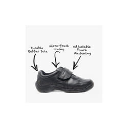 Hush Puppies ARLO Boys Leather School Shoes Black - UK 3, Black
