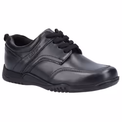 ) Hush Puppies Harvey Senior Leather Boys's Black Lace-Up Shoes - Black, 4 (Adults'