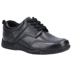 ) Hush Puppies Harvey Senior Leather Boys's Black Lace-Up Shoes - Black, 4 (Adults'