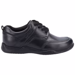 ) Hush Puppies Harvey Senior Leather Boys's Black Lace-Up Shoes - Black, 5 (Adults'