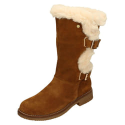 Ladies Hush Puppies Mid-Calf Boots Megan - Tan, UK 7