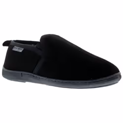 ) Hush Puppies Arnold Suede Mens Full Slippers Memory foam Faux Fur Lining black U - Black, 6 (Adults'