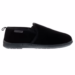 ) Hush Puppies Arnold Suede Mens Full Slippers Memory foam Faux Fur Lining black U - Black, 6 (Adults'