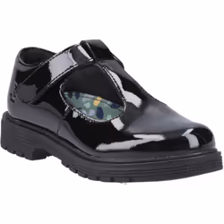 ) Hush Puppies Gracie Junior Patent Leather Girls's Patent Black Shoes - Black, 1 (Adults'