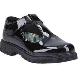 ) Hush Puppies Gracie Junior Patent Leather Girls's Patent Black Shoes - Black, 1 (Adults'