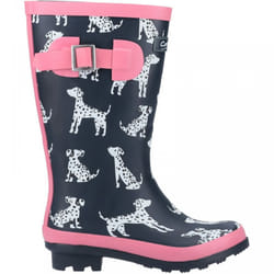 , Navy) Spot Navy Girls Dalamation Wellingtons - 10 (Children's