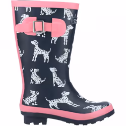 , Navy) Spot Navy Girls Dalamation Wellingtons - 11 (Children's