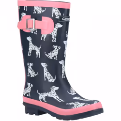 , Navy) Spot Navy Girls Dalamation Wellingtons - 12 (Children's