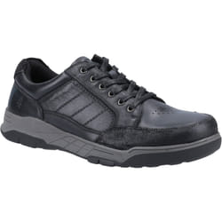 ) Hush Puppies Finley Leather Men's Black Lace-Up Shoes - Black, 7 (Adults'