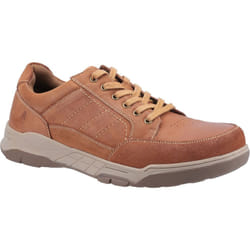 ) Hush Puppies Finley Leather Men's Tan Lace-Up Shoes - Brown, 9 (Adults'