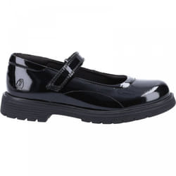 , Black Patent) Tally Junior Patent Black Patent Girls Rip-Tape School Shoes - 13 (Children's