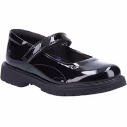 ) Hush Puppies Tally Senior Patent Leather Girls's Patent Black Shoes - Black, 4 (Adults'