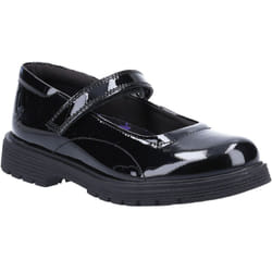 ) Hush Puppies Tally Senior Patent Leather Girls's Patent Black Shoes - Black, 4 (Adults'