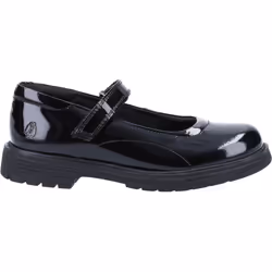 ) Hush Puppies Tally Senior Patent Leather Girls's Patent Black Shoes - Black, 4 (Adults'