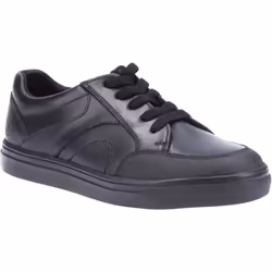 ) Hush Puppies Shawn Junior Leather Boys's Black Lace-Up Shoes - Black, 2 (Adults'
