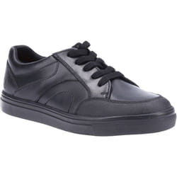 ) Hush Puppies Shawn Junior Leather Boys's Black Lace-Up Shoes - Black, 2 (Adults'