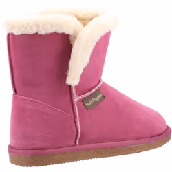 ) Hush Puppies Ashleigh Suede And Faux Fur Women's Rose Slippers - Red, 3 (Adults'