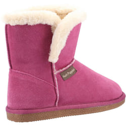 ) Hush Puppies Ashleigh Suede And Faux Fur Women's Rose Slippers - Red, 3 (Adults'