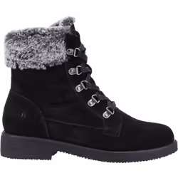 ) Hush Puppies Florence Leather Women's Black Boots - Black, 7 (Adults'