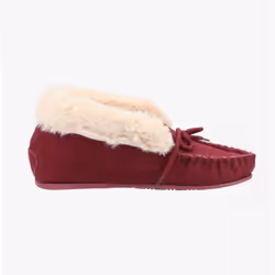 Hush Puppies PHILIPPA Ladies Suede Moccasin Slippers Tan - UK 7, Dark Red