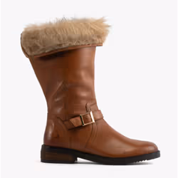 Hush Puppies BONNIE Ladies Leather Mid Height Boots Tan - UK 5, Tan