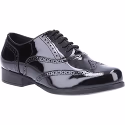 ) Hush Puppies Kada Senior Patent Leather Girls's Patent Black Brogues - Black, 5 (Adults'