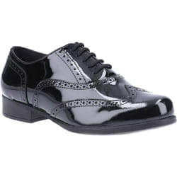 ) Hush Puppies Kada Senior Patent Leather Girls's Patent Black Brogues - Black, 5 (Adults'