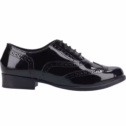 ) Hush Puppies Kada Senior Patent Leather Girls's Patent Black Brogues - Black, 5 (Adults'