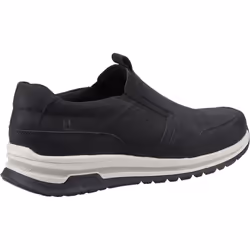 ) Hush Puppies Cole Leather Men's Black Nubuck Loafers - Black, 7 (Adults'