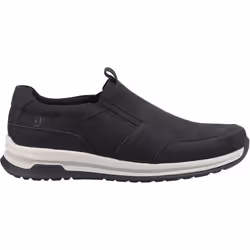 ) Hush Puppies Cole Leather Men's Black Nubuck Loafers - Black, 9 (Adults'